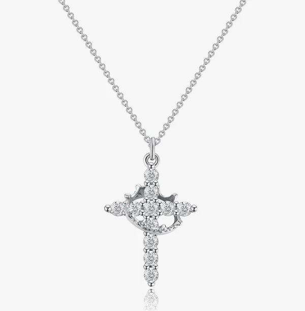 Crowned in Faith Cross Necklace (Gold & Silver)