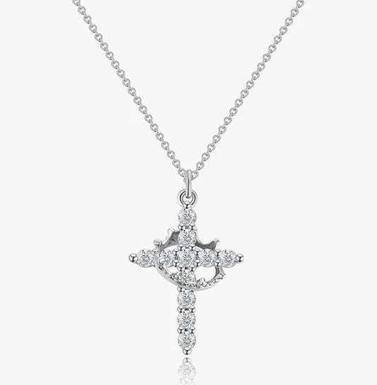 Crowned in Faith Cross Necklace (Gold & Silver)