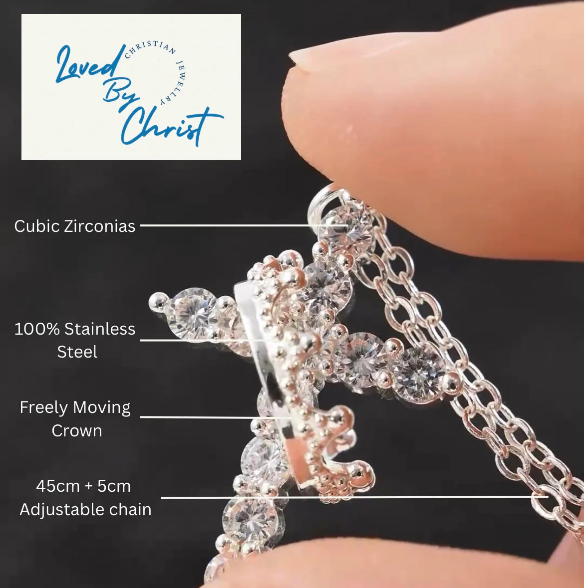 Crowned in Faith Cross Necklace (Gold & Silver)